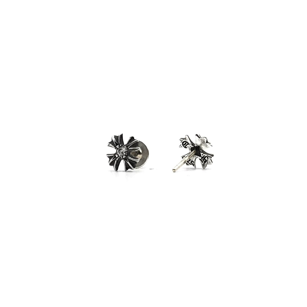 Chrome Hearts 925 Silver Diamond Cross Earring Stud -SRM