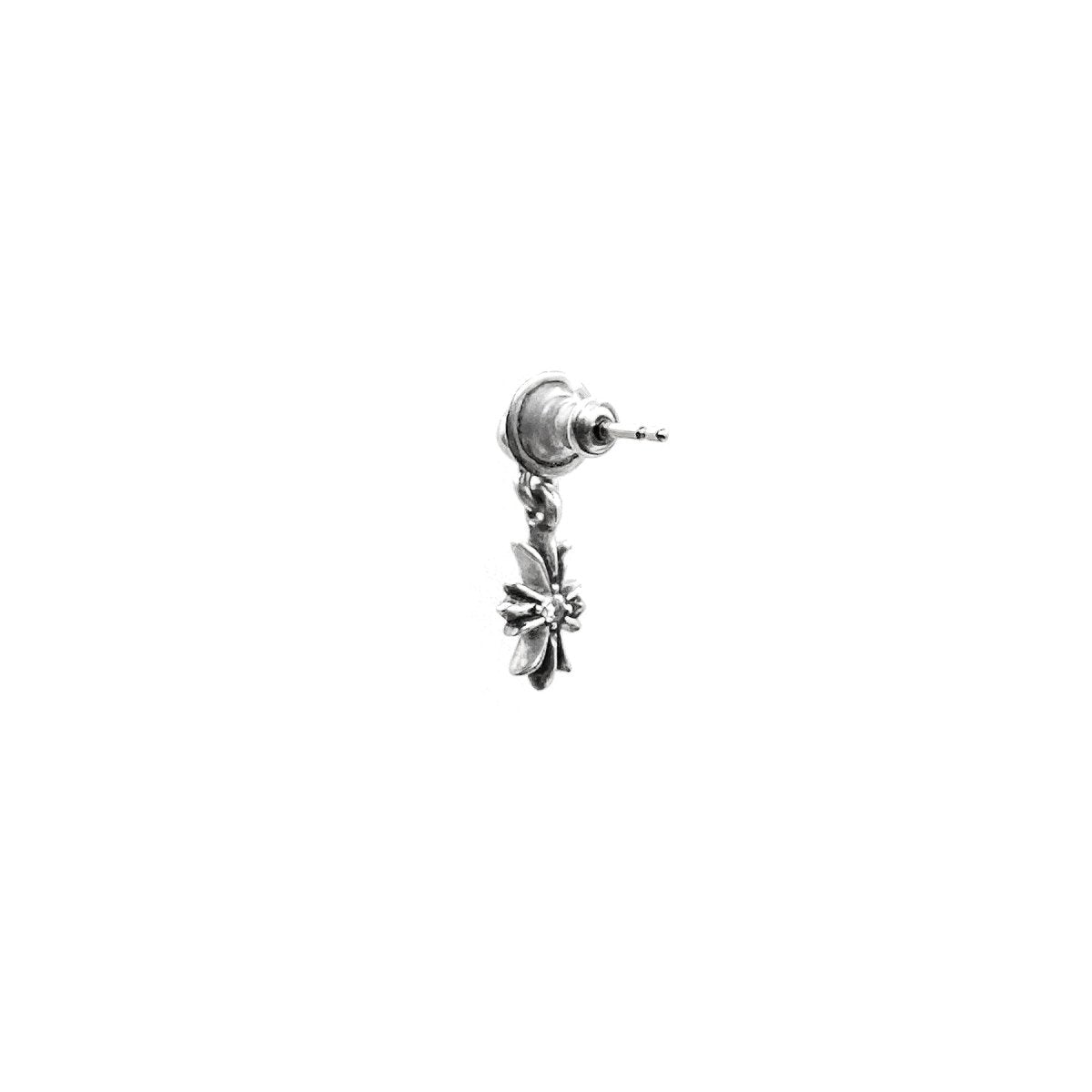 Chrome Hearts 925 Silver Diamond Tiny E Cross Earring Stud - SHENGLI ROAD MARKET