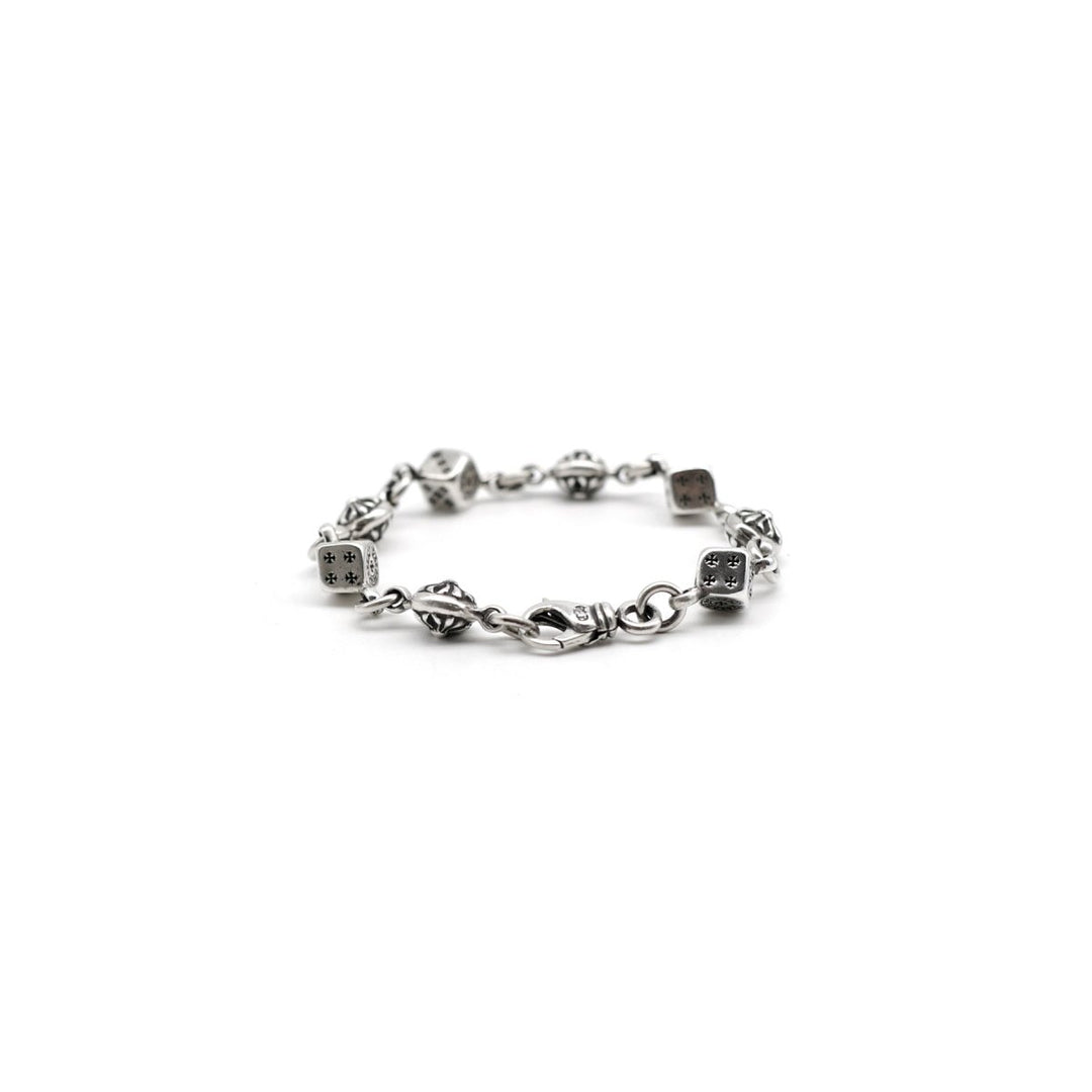 Chrome Hearts 925 Silver Dice Cross Ball Lobster Clasp Bracelet - SHENGLI ROAD MARKET