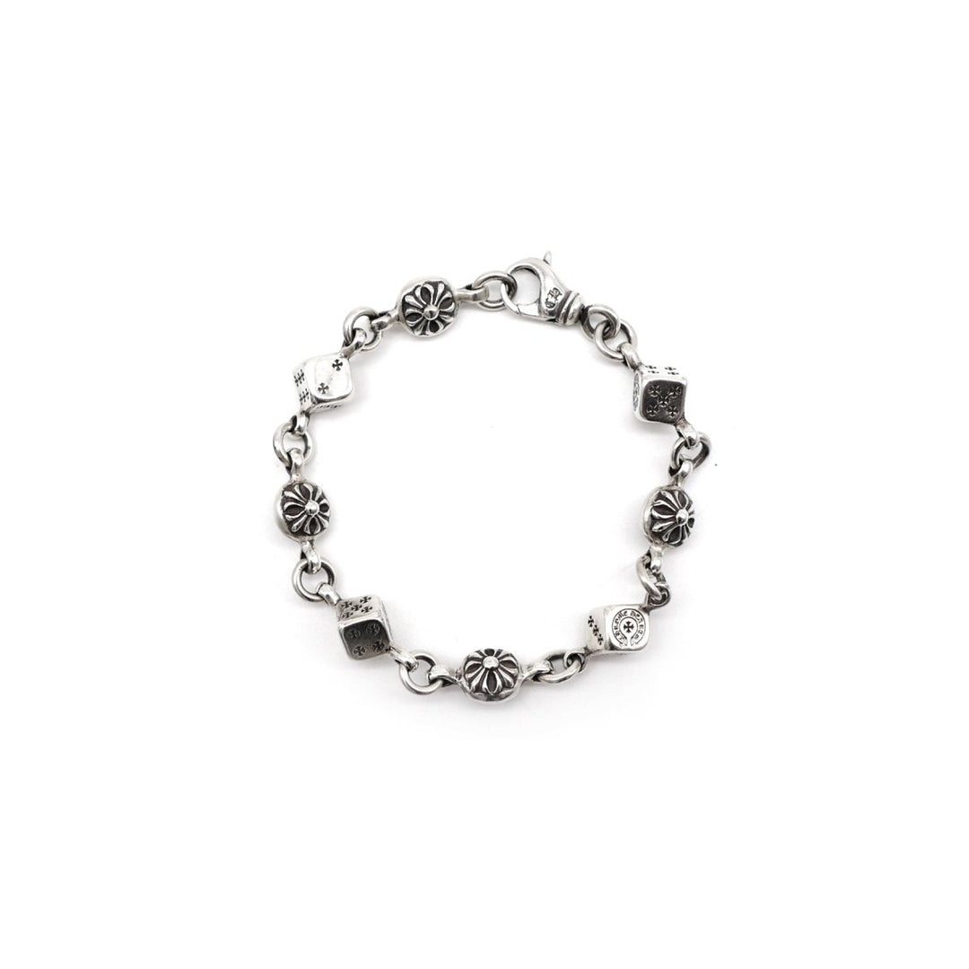 Chrome Hearts 925 Silver Dice Cross Ball Lobster Clasp Bracelet - SHENGLI ROAD MARKET