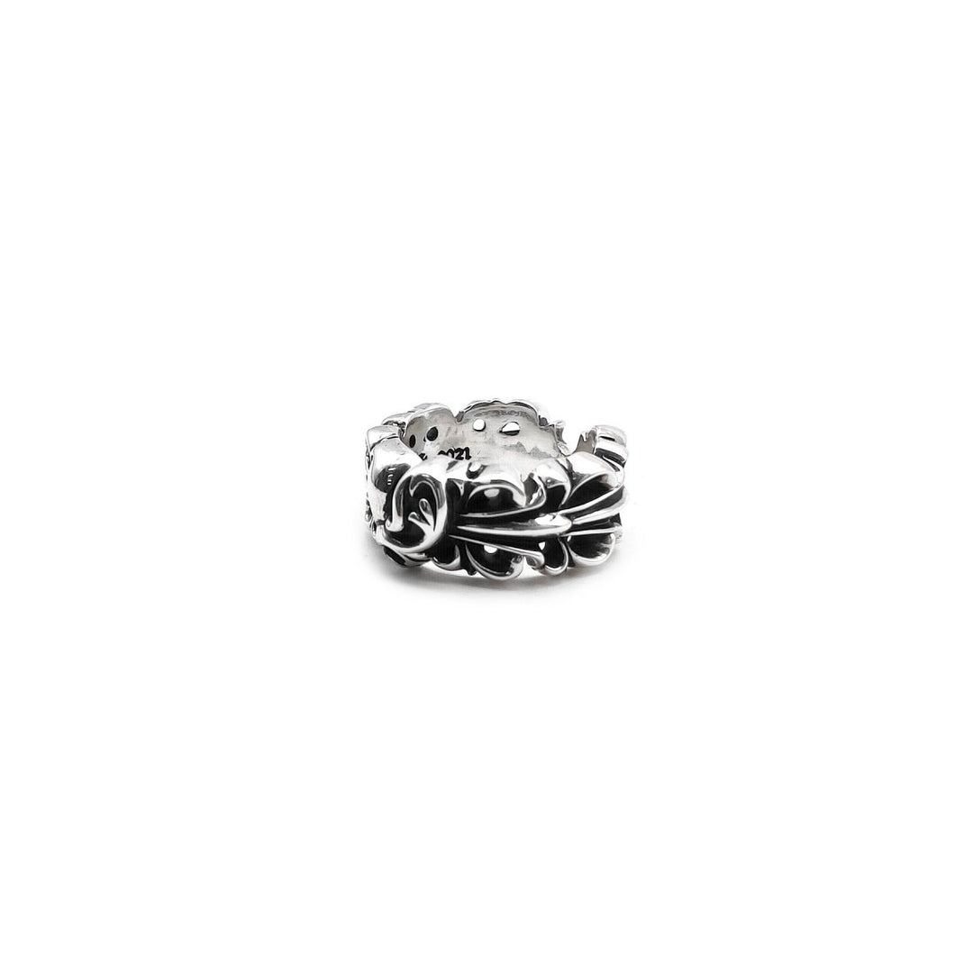 Chrome Hearts 925 Silver Double Floral Cross Heart Ring - SHENGLI ROAD MARKET