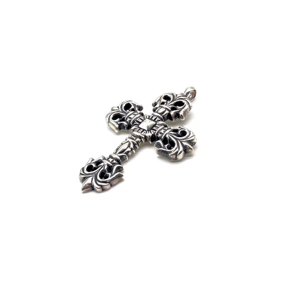 Chrome Hearts 925 Silver Filigree Cross Necklace Charm - SHENGLI ROAD MARKET