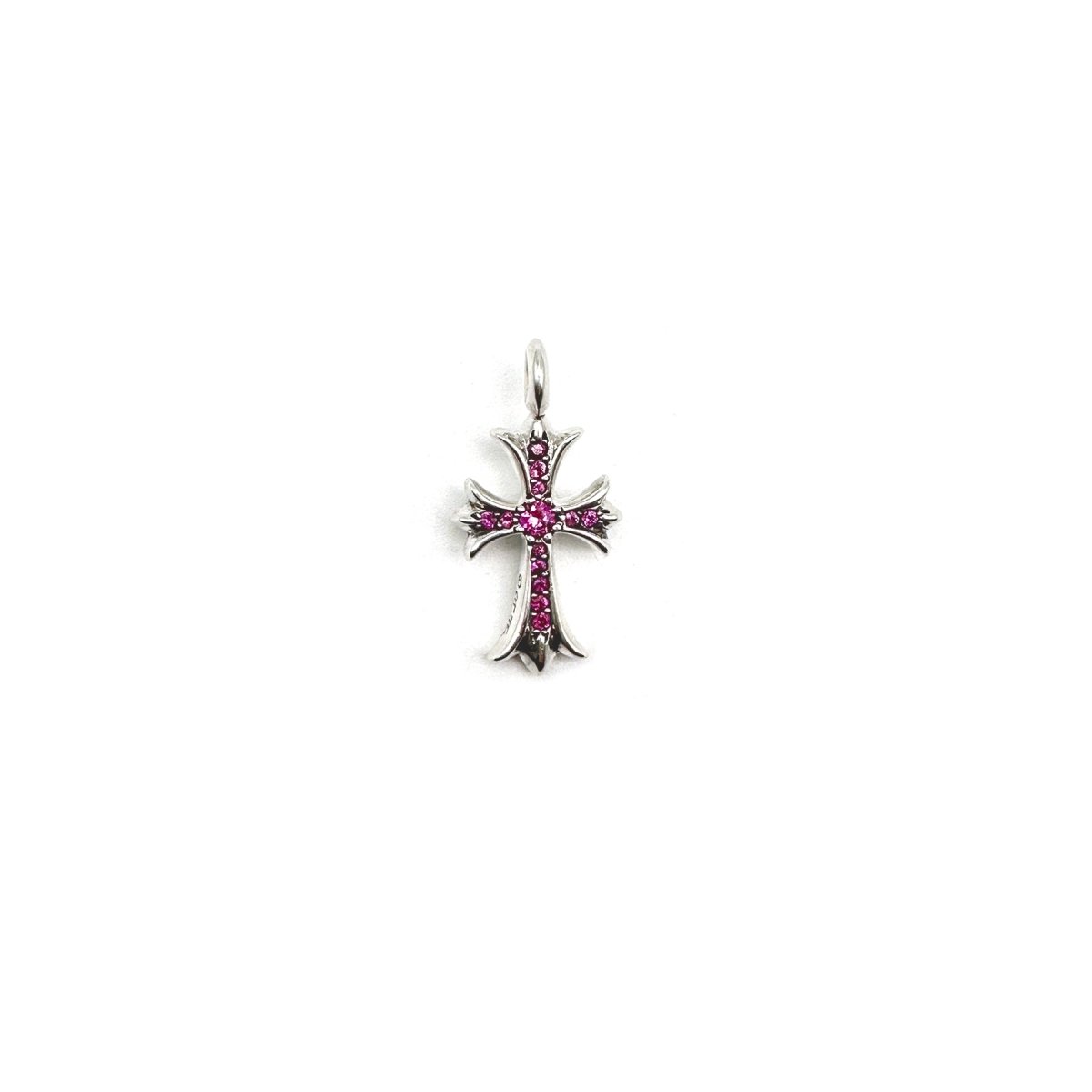 Chrome Hearts 925 Silver Pink Diamonds Cross Pendant - SHENGLI ROAD MARKET