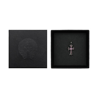 Chrome Hearts 925 Silver Pink Diamonds Cross Pendant - SHENGLI ROAD MARKET