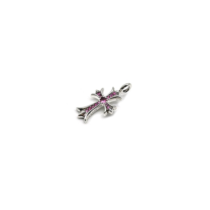 Chrome Hearts 925 Silver Pink Diamonds Cross Pendant - SHENGLI ROAD MARKET