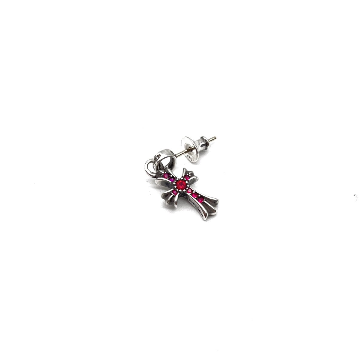 Chrome Hearts 925 Silver Pink Diomonds Babyfat Earring Drop - SHENGLI ROAD MARKET