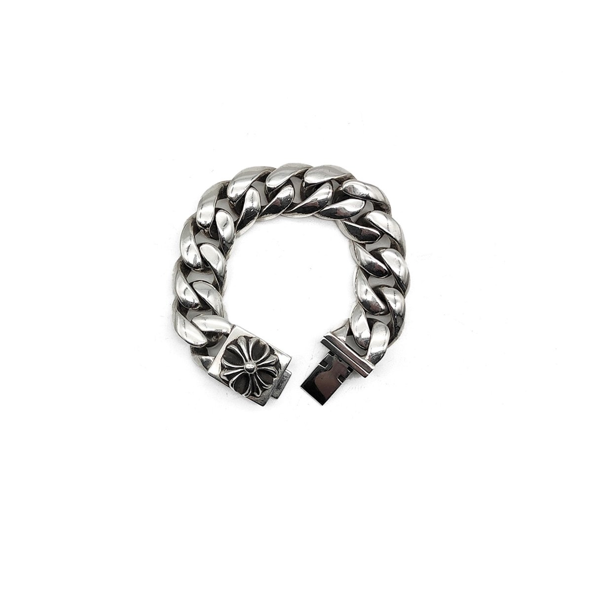 Chrome Hearts 925 Silver Plus Cross Cuba Link Box ID Bracelet - SHENGLI ROAD MARKET