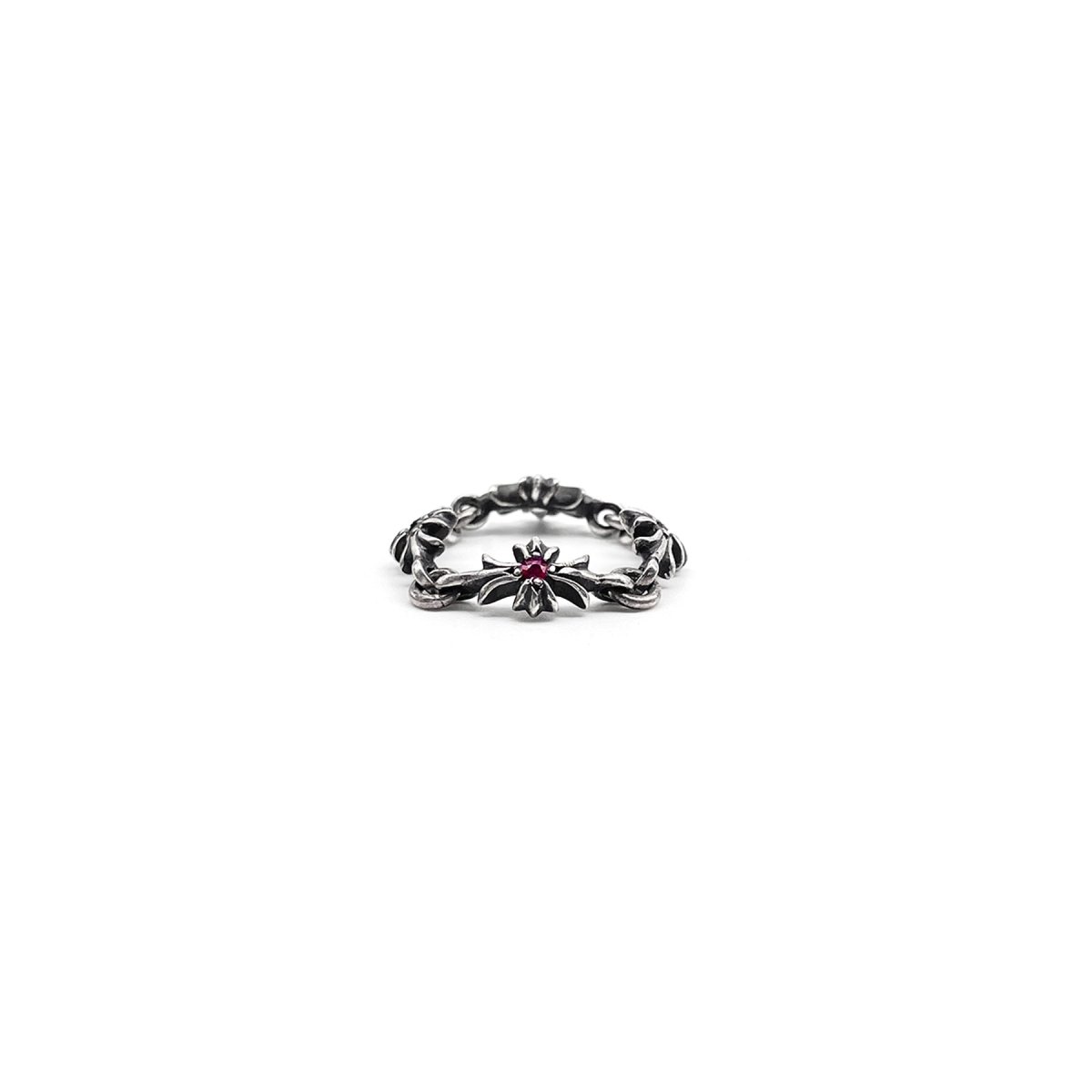 Chrome Hearts 925 Silver Tiny E Ruby Ring