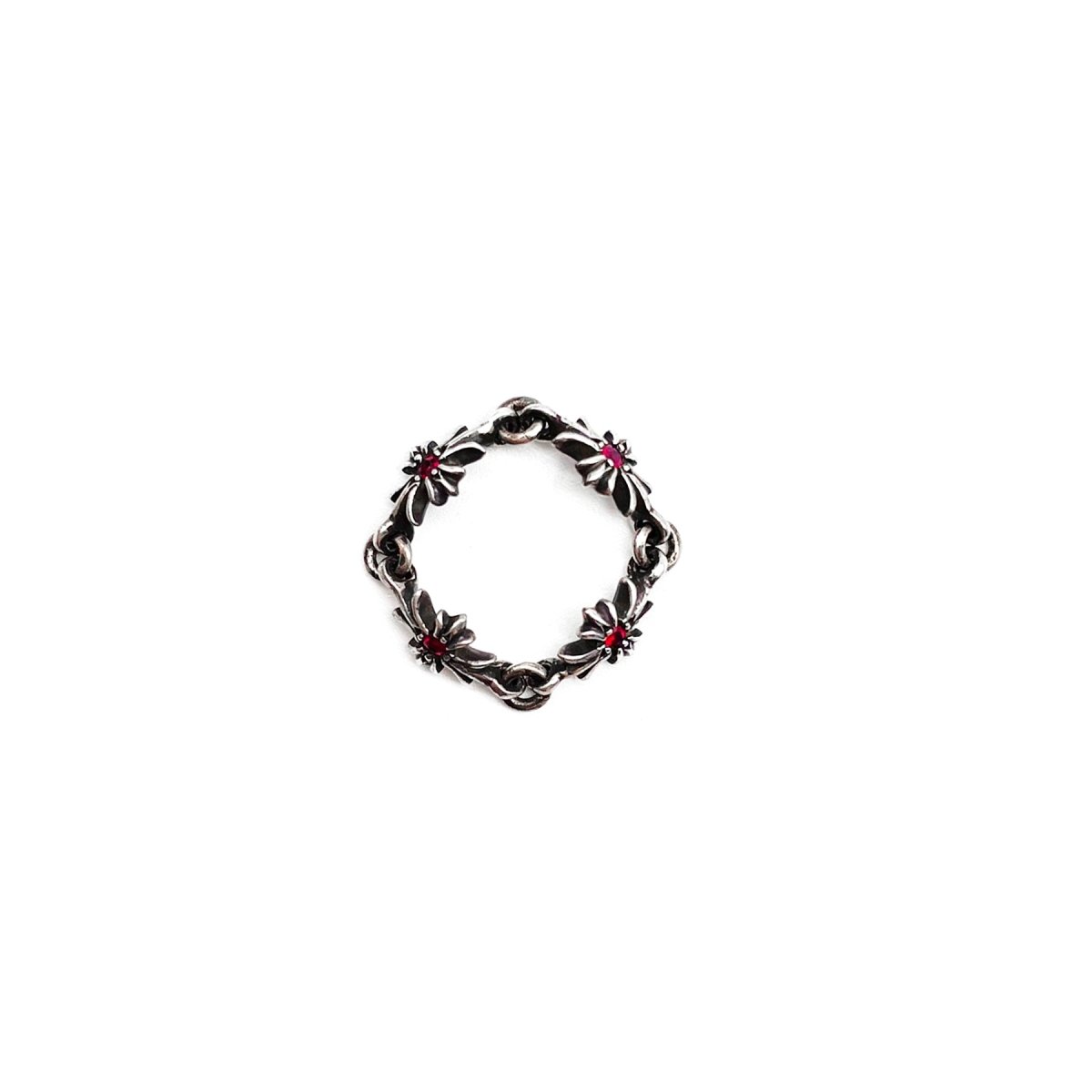 Chrome Hearts 925 Silver Tiny E Ruby Ring - SHENGLI ROAD MARKET