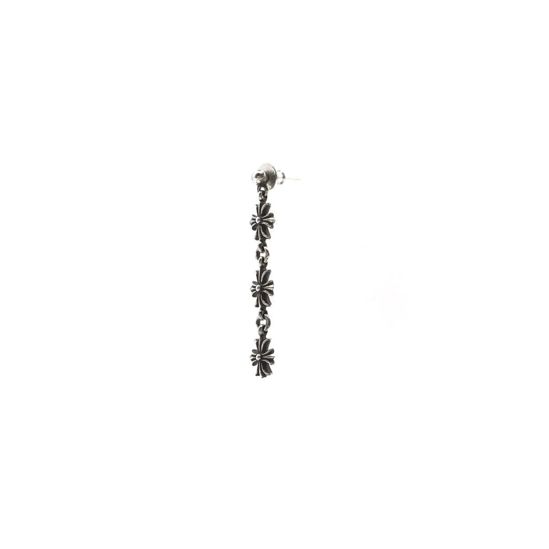 Chrome Hearts 925 Silver Tiny E Three Crosses Drop Earring - SHENGLI ROAD MARKET