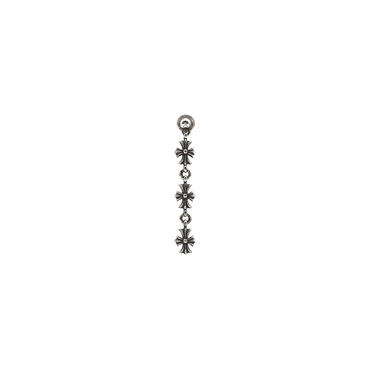 Chrome Hearts 925 Silver Tiny E Three Crosses Drop Earring - SHENGLI ROAD MARKET