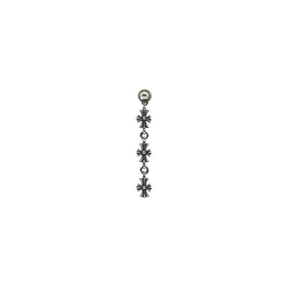 Chrome Hearts 925 Silver Tiny E Three Crosses Drop Earring - SHENGLI ROAD MARKET