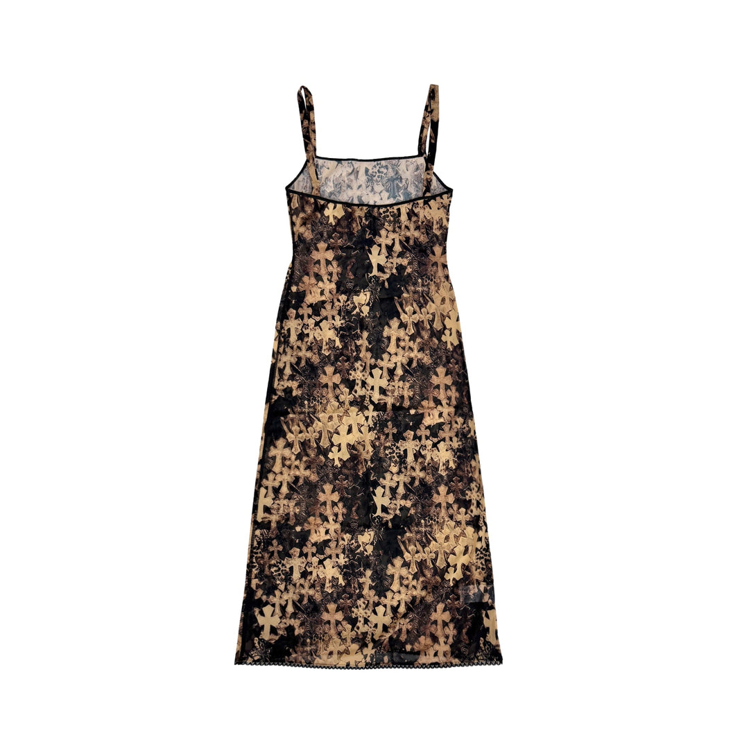 Chrome Hearts All Over Cross Mesh Lace Slip Dress - SHENGLI ROAD MARKET
