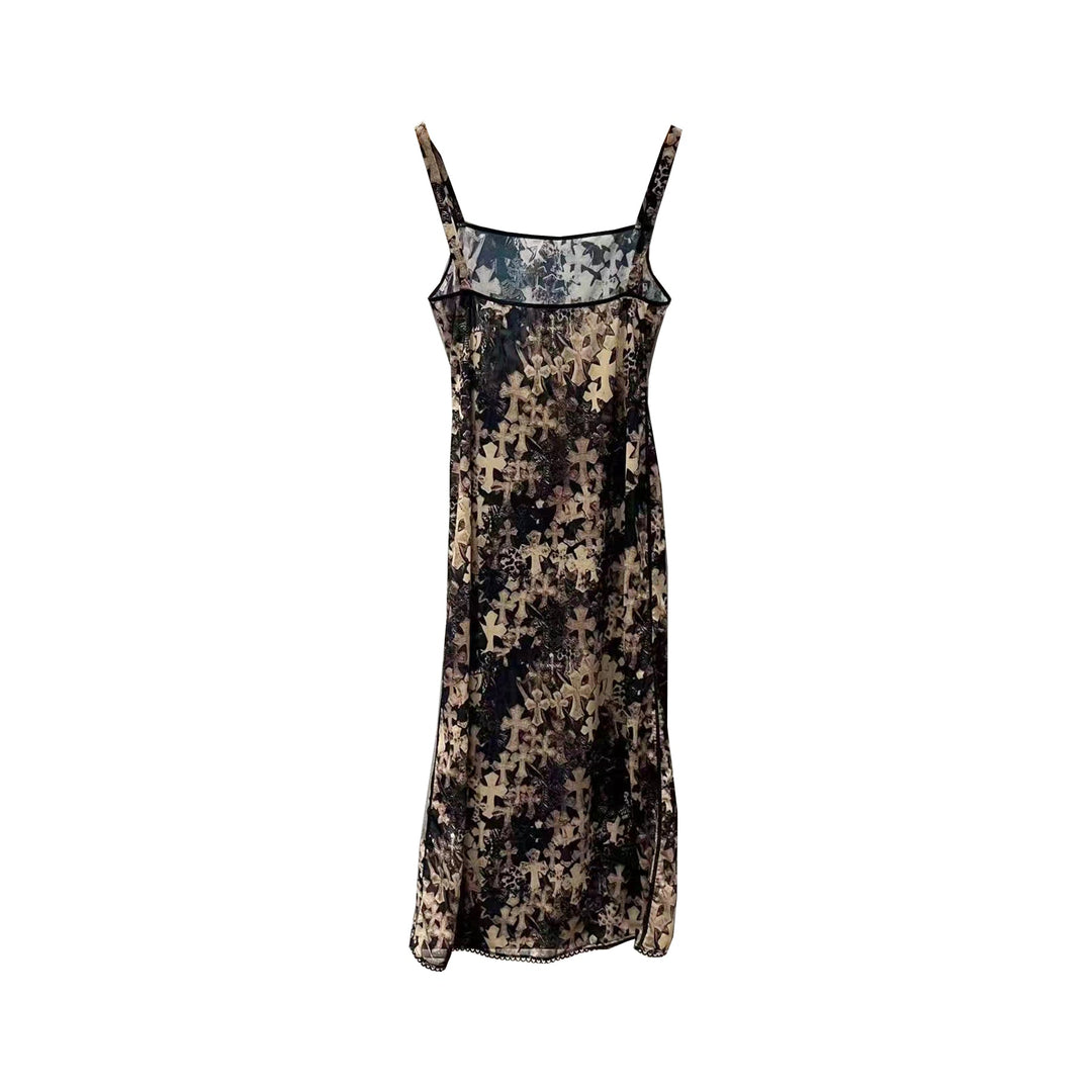 Chrome Hearts All Over Cross Mesh Lace Slip Dress - SHENGLI ROAD MARKET