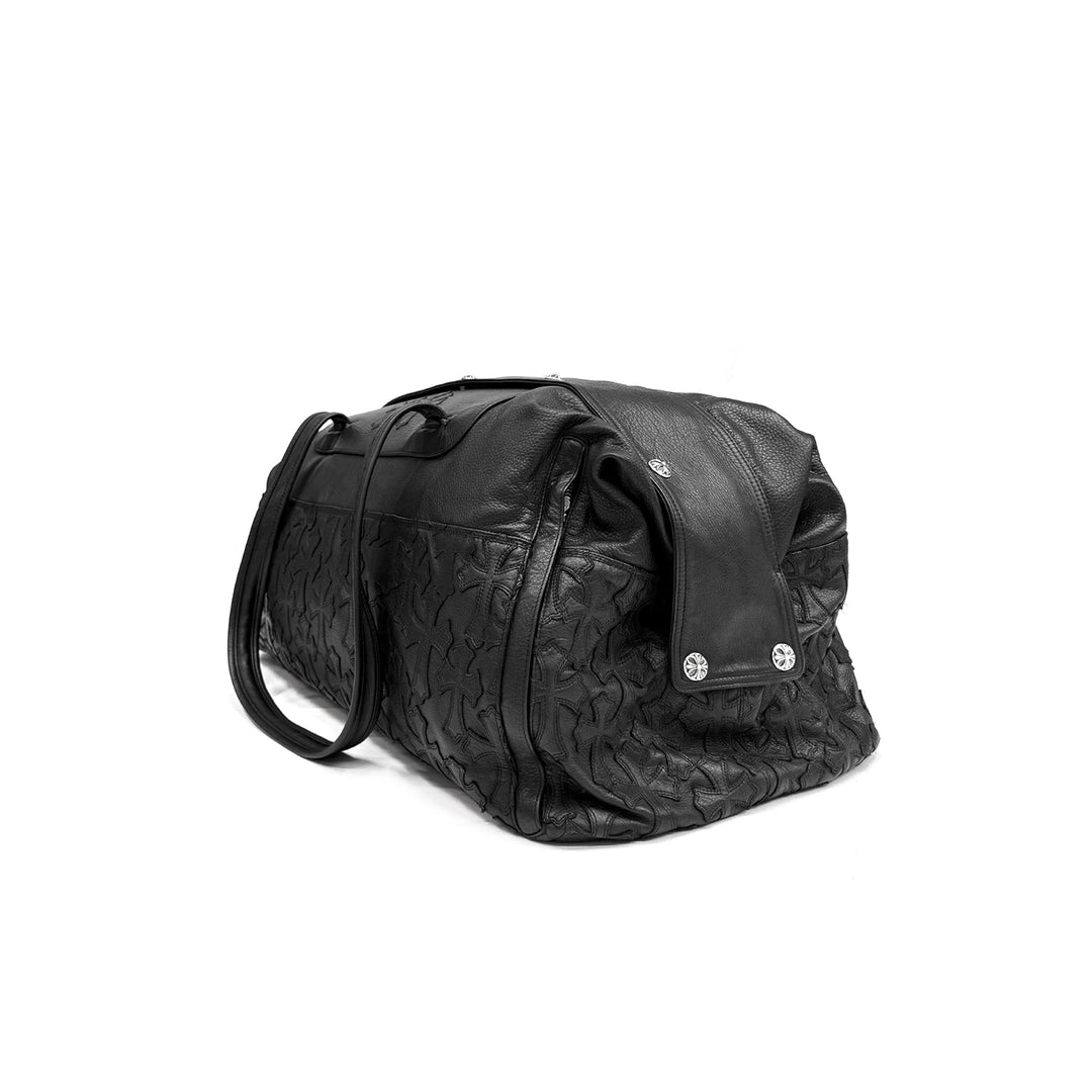 Chrome Hearts All Over Cross Patch Black Leather Duffle Bag - SHENGLI ROAD MARKET
