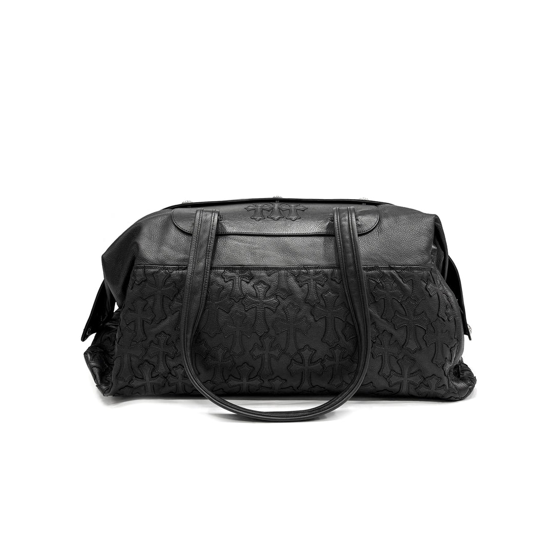Chrome Hearts All Over Cross Patch Black Leather Duffle Bag - SHENGLI ROAD MARKET