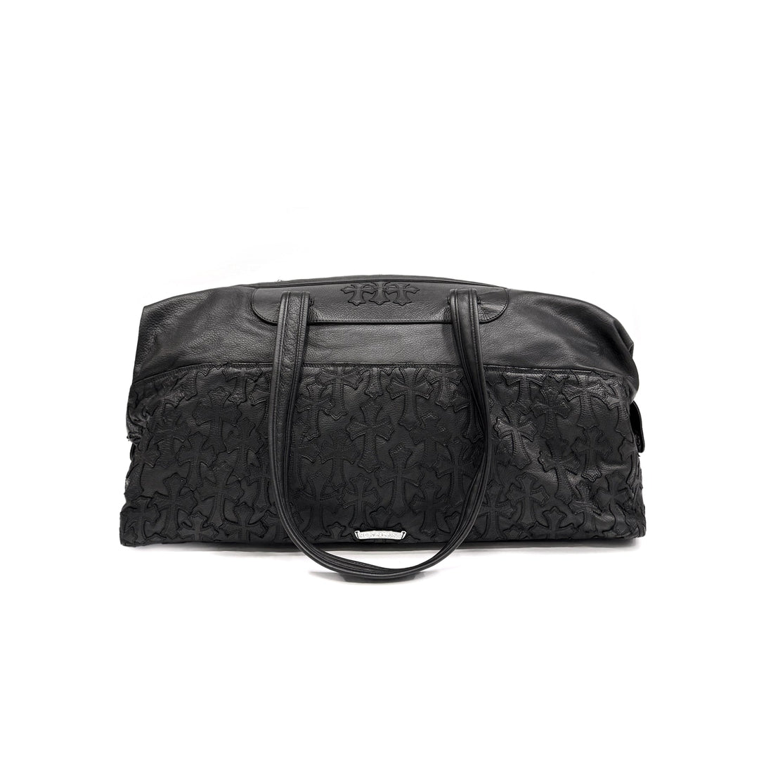 Chrome Hearts All Over Cross Patch Black Leather Duffle Bag - SHENGLI ROAD MARKET