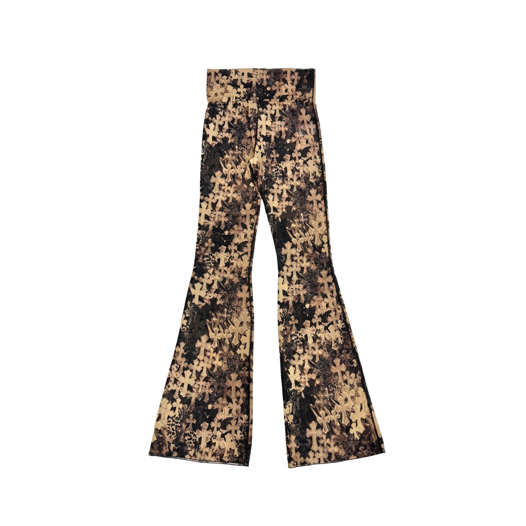 Chrome Hearts All Over Cross Print Flared Pants - SHENGLI ROAD MARKET