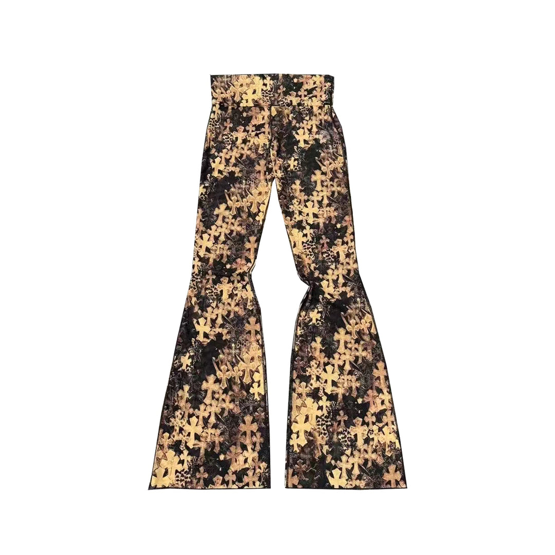 Chrome Hearts All Over Cross Print Flared Pants - SHENGLI ROAD MARKET