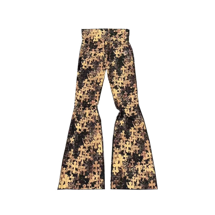 Chrome Hearts All Over Cross Print Flared Pants - SHENGLI ROAD MARKET