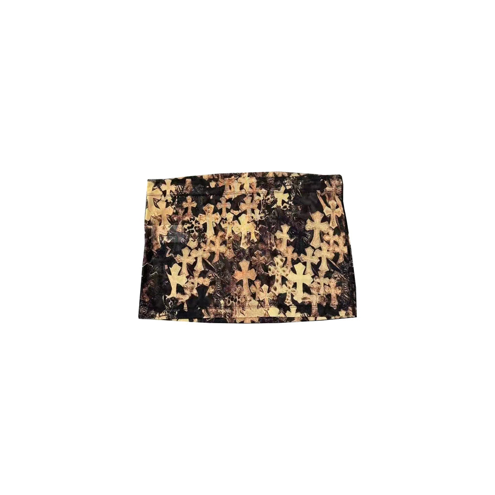 Chrome Hearts All Over Cross Print Mesh Mini Skirt - SHENGLI ROAD MARKET