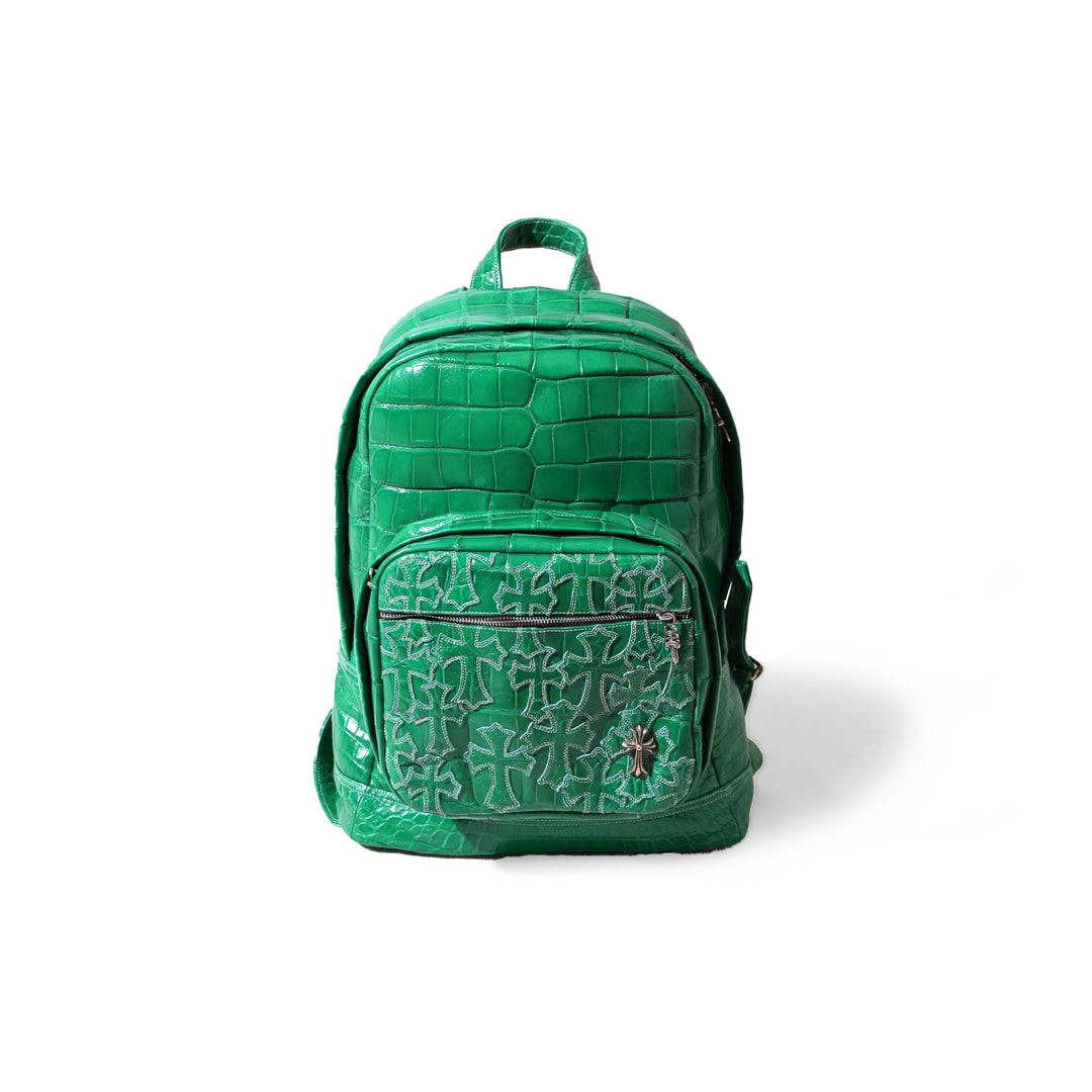 crocodile backpack alligator leather Chrome Hearts Alligator Cross Patch Green Backpack