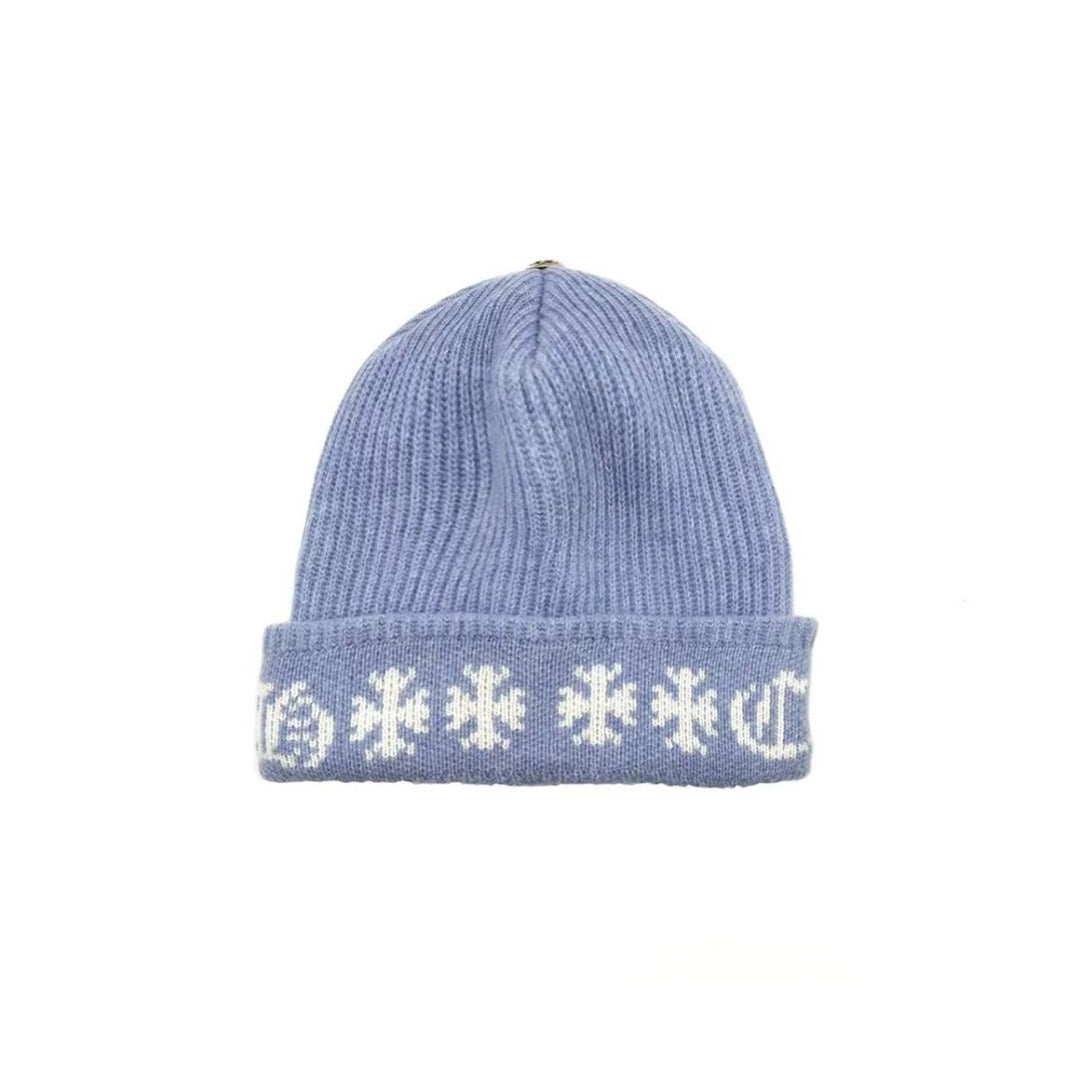 Chrome Hearts Baby Blue Cashmere Cross Logo Beanie - SHENGLI ROAD MARKET