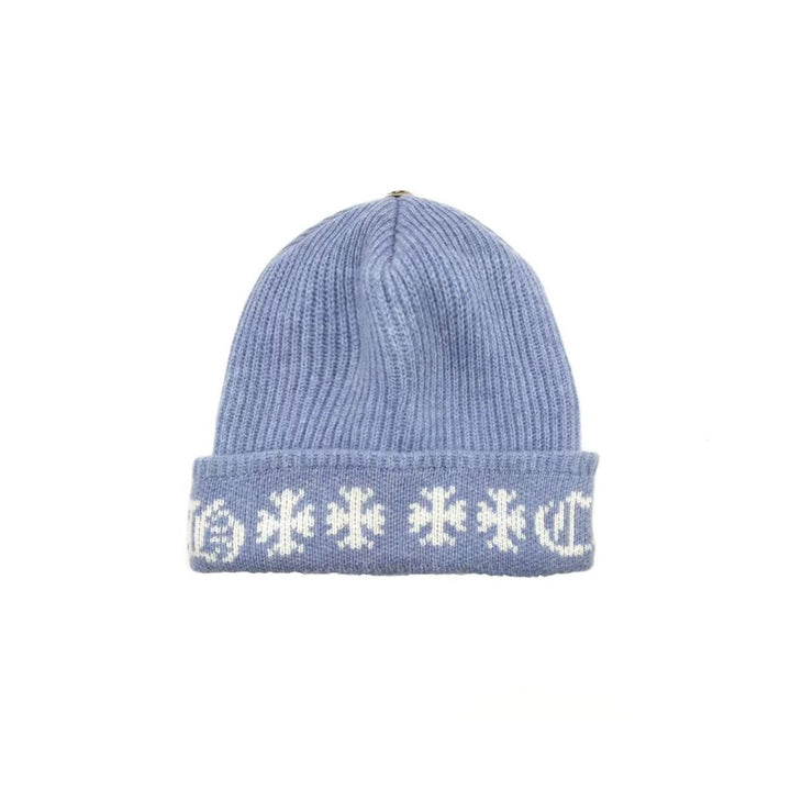 Chrome Hearts Baby Blue Cashmere Cross Logo Beanie - SHENGLI ROAD MARKET