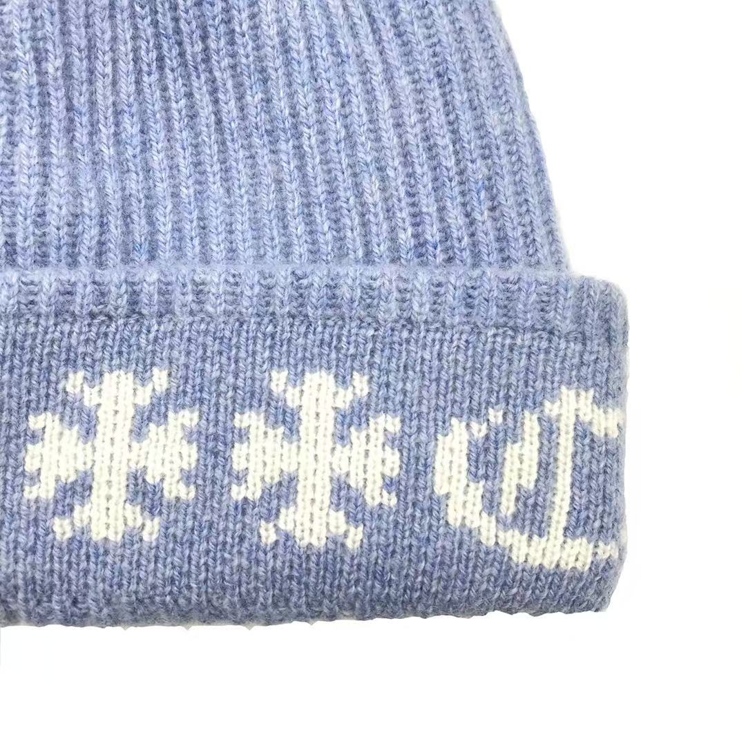 Chrome Hearts Baby Blue Cashmere Cross Logo Beanie - SHENGLI ROAD MARKET