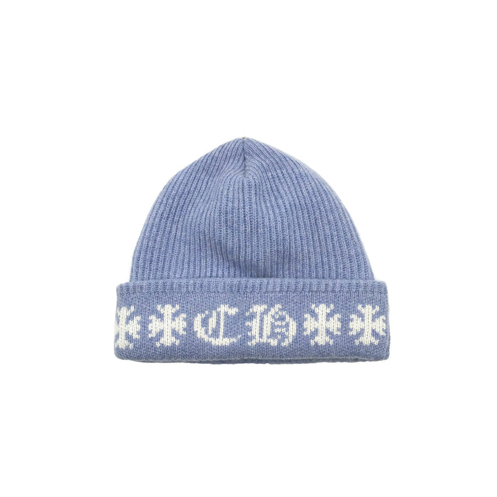 Chrome Hearts Baby Blue Cashmere Cross Logo Beanie - SHENGLI ROAD MARKET