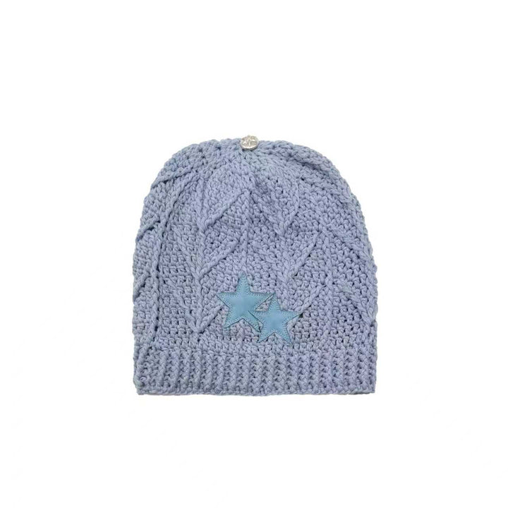 Chrome Hearts Baby Blue Hand Woven Cashmere Star Patch Beanie - SHENGLI ROAD MARKET