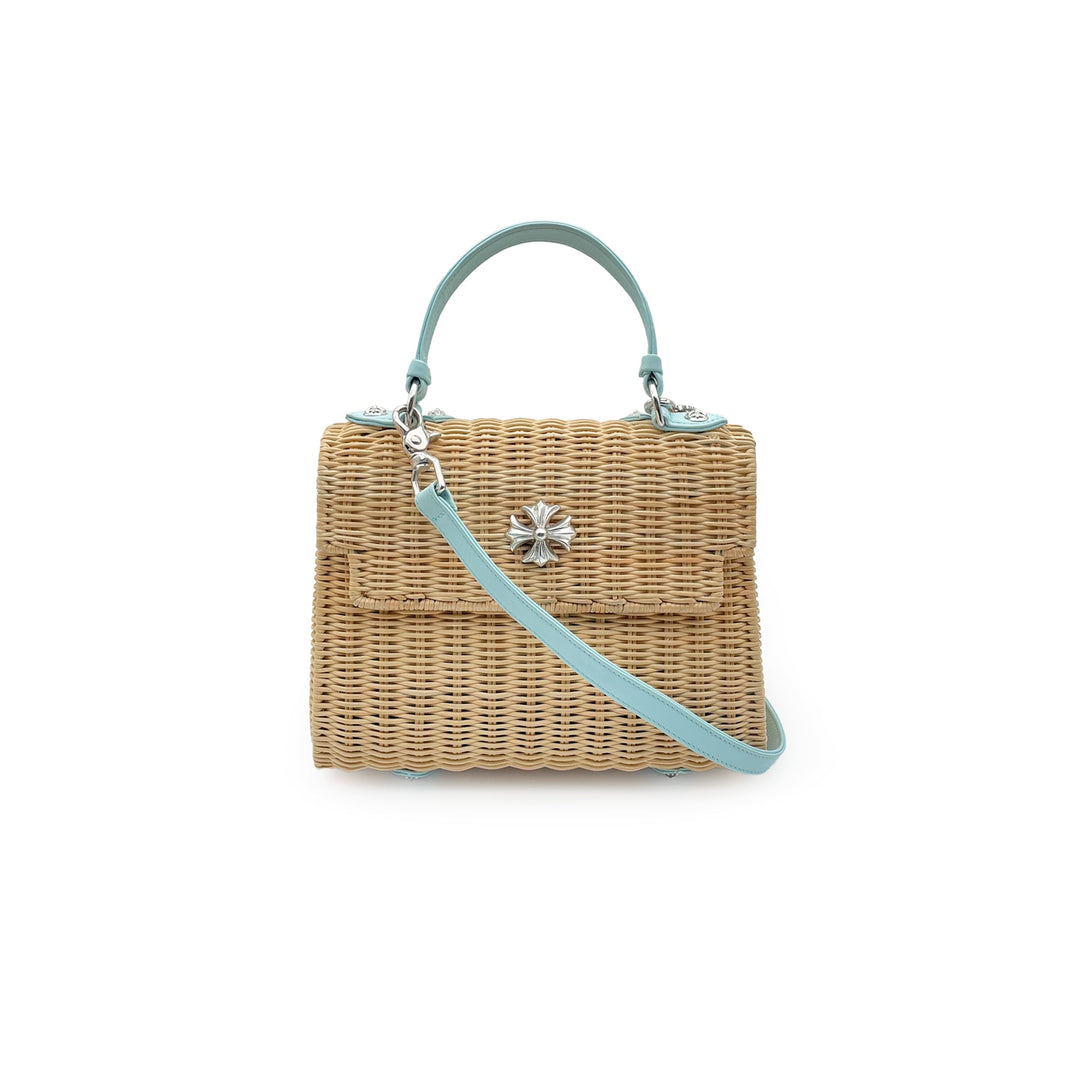 Chrome Hearts Baby Blue Silver Cross Woven Dolly Wicker Bag - SHENGLI ROAD MARKET