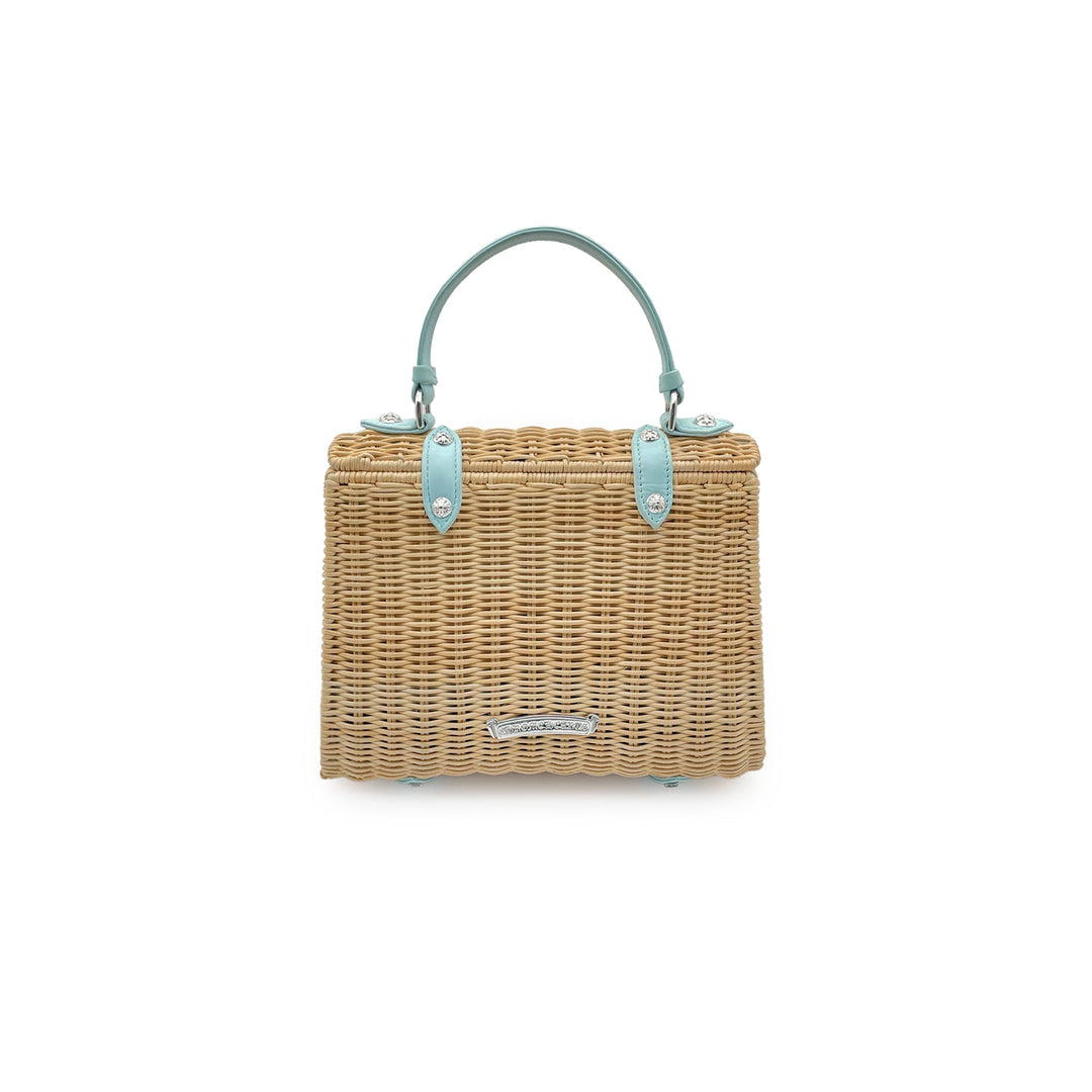 Chrome Hearts Baby Blue Silver Cross Woven Dolly Wicker Bag - SHENGLI ROAD MARKET