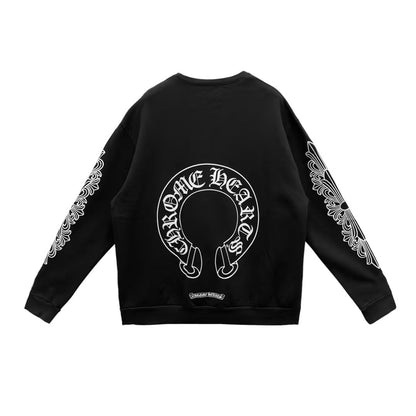 Chrome Hearts Back Horseshoe Floral Sleeves Crewneck Sweatshirt - SHENGLI ROAD MARKET