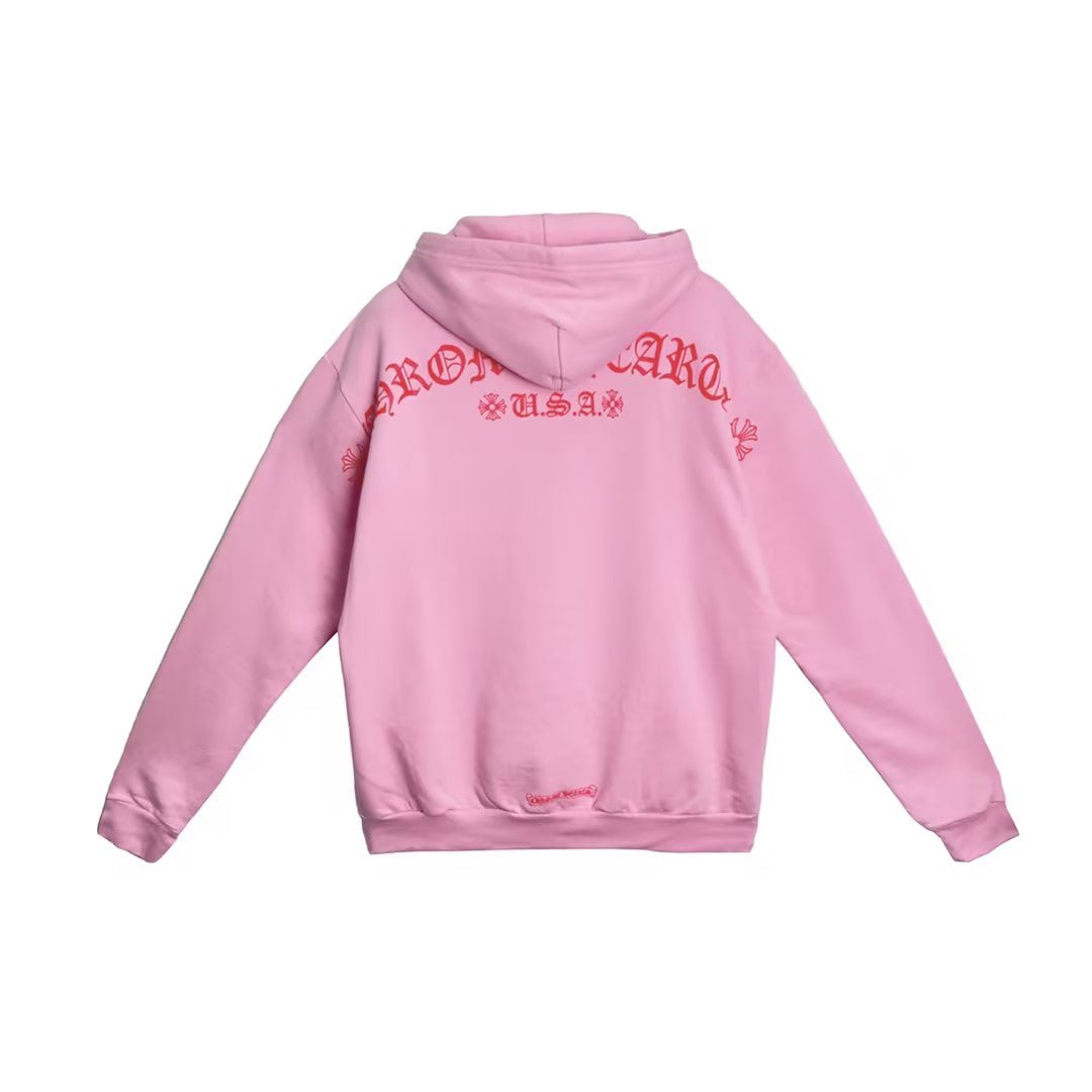 Chrome Hearts Back USA Script Logo Pink Hoodie - SHENGLI ROAD MARKET