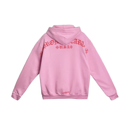 Chrome Hearts Back USA Script Logo Pink Hoodie - SHENGLI ROAD MARKET