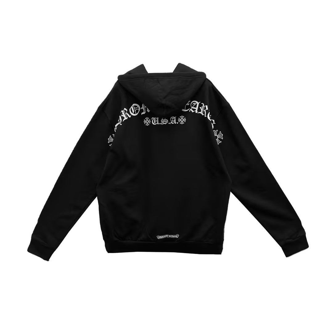 Chrome Hearts Back USA Script Logo Zip Up Hoodie - SHENGLI ROAD MARKET