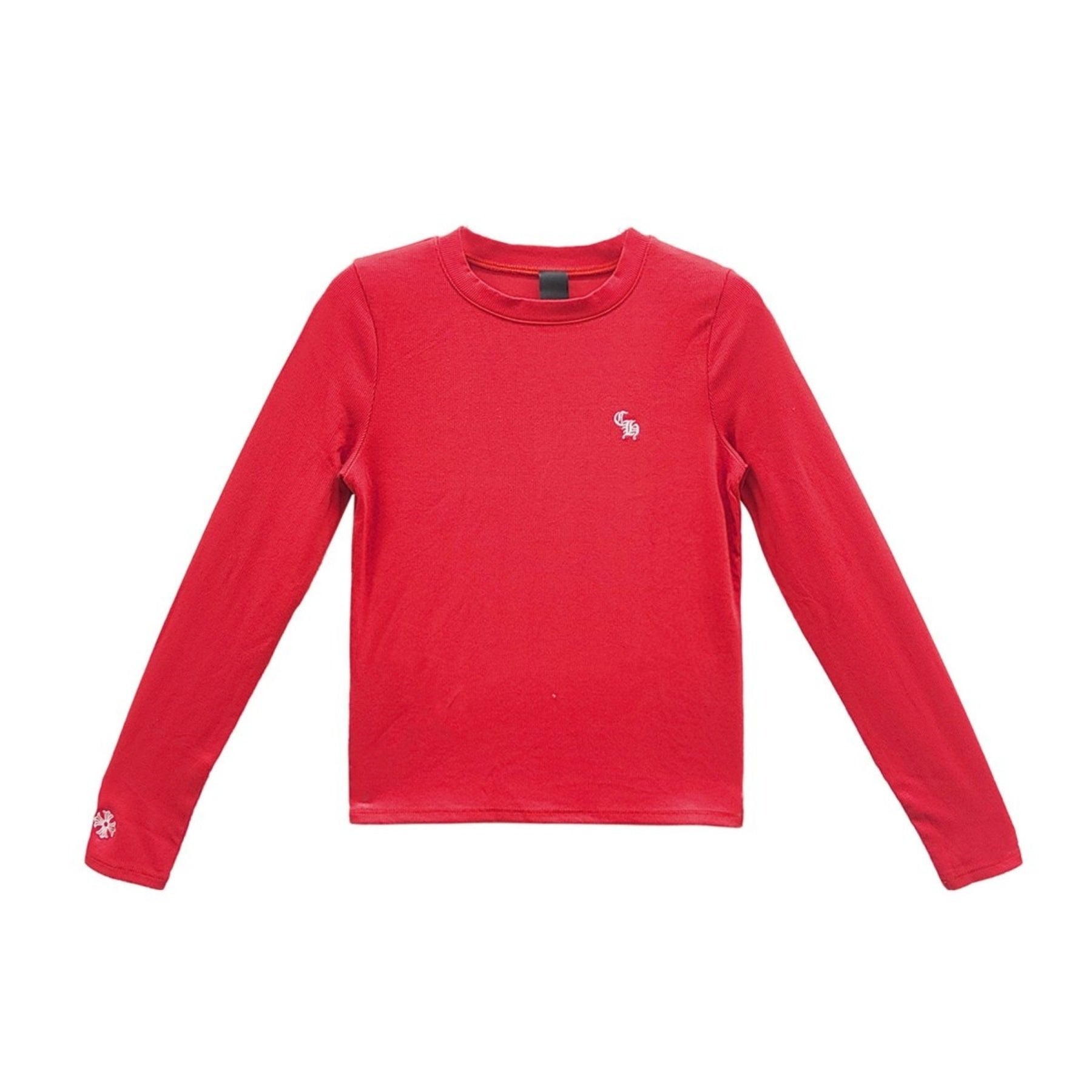 Chrome Hearts Bad Seed CH Embroidered Red Long Sleeve Tee - SRM