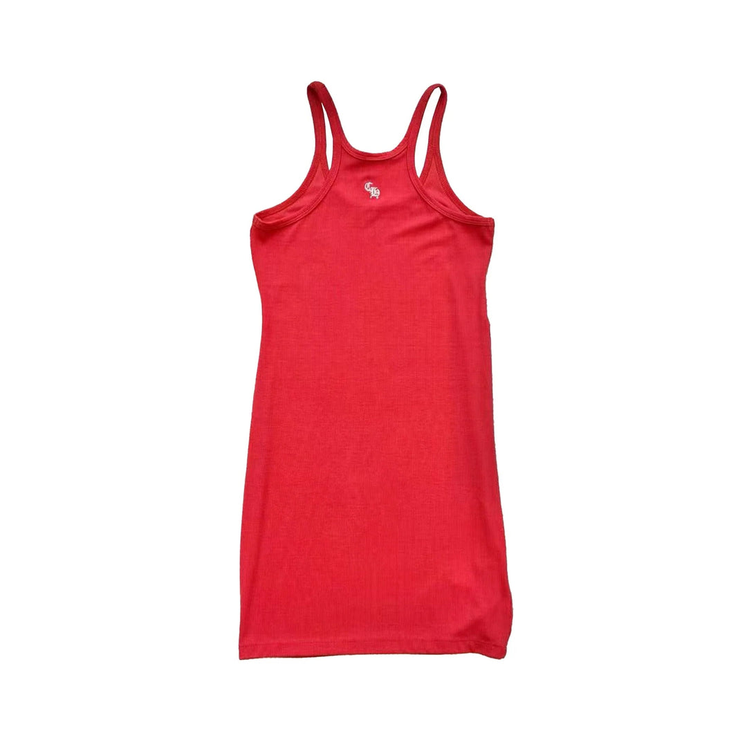 Chrome Hearts Bad Seed CH Embroidered Red Rib Tank Top - SHENGLI ROAD MARKET