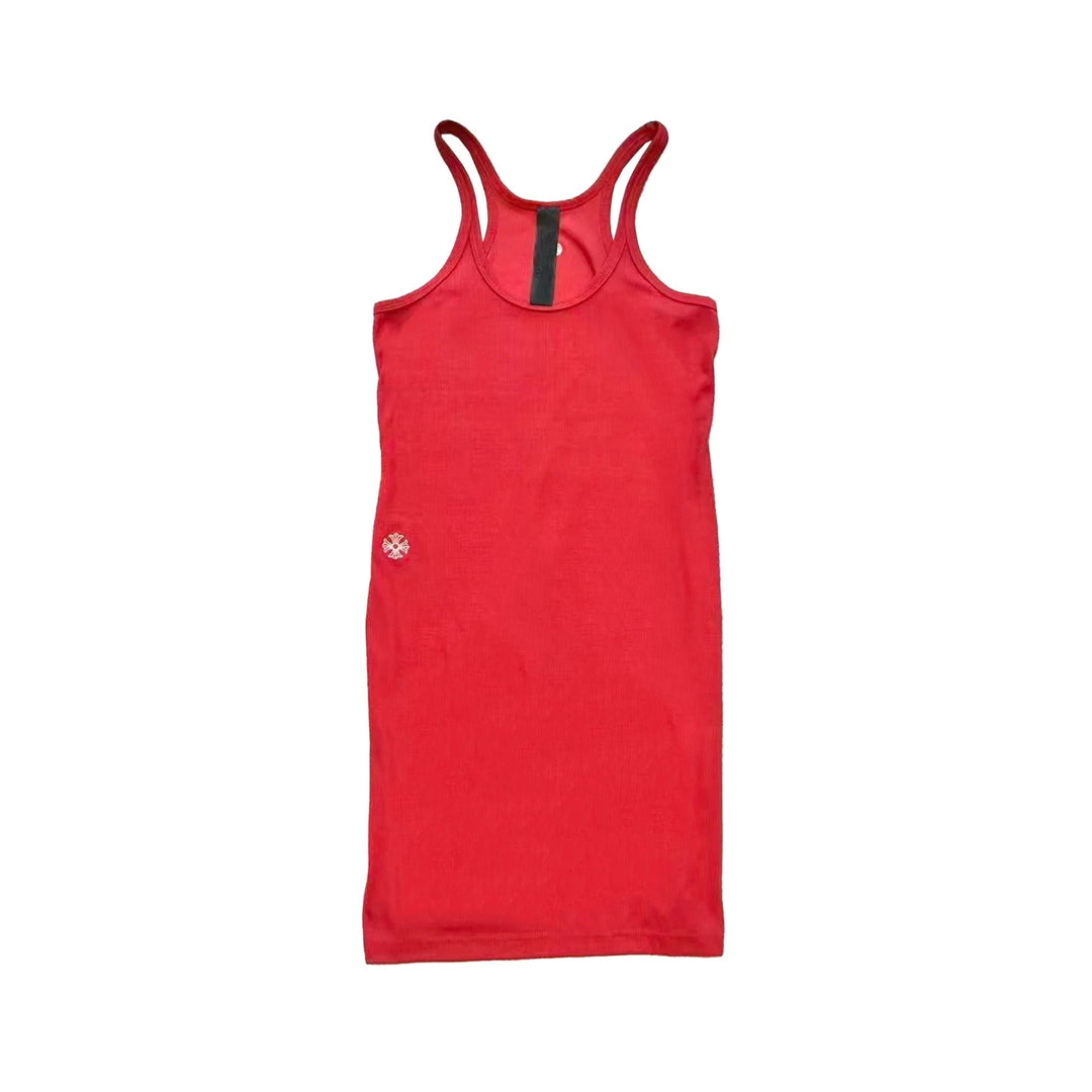 Chrome Hearts Bad Seed CH Embroidered Red Rib Tank Top - SHENGLI ROAD MARKET
