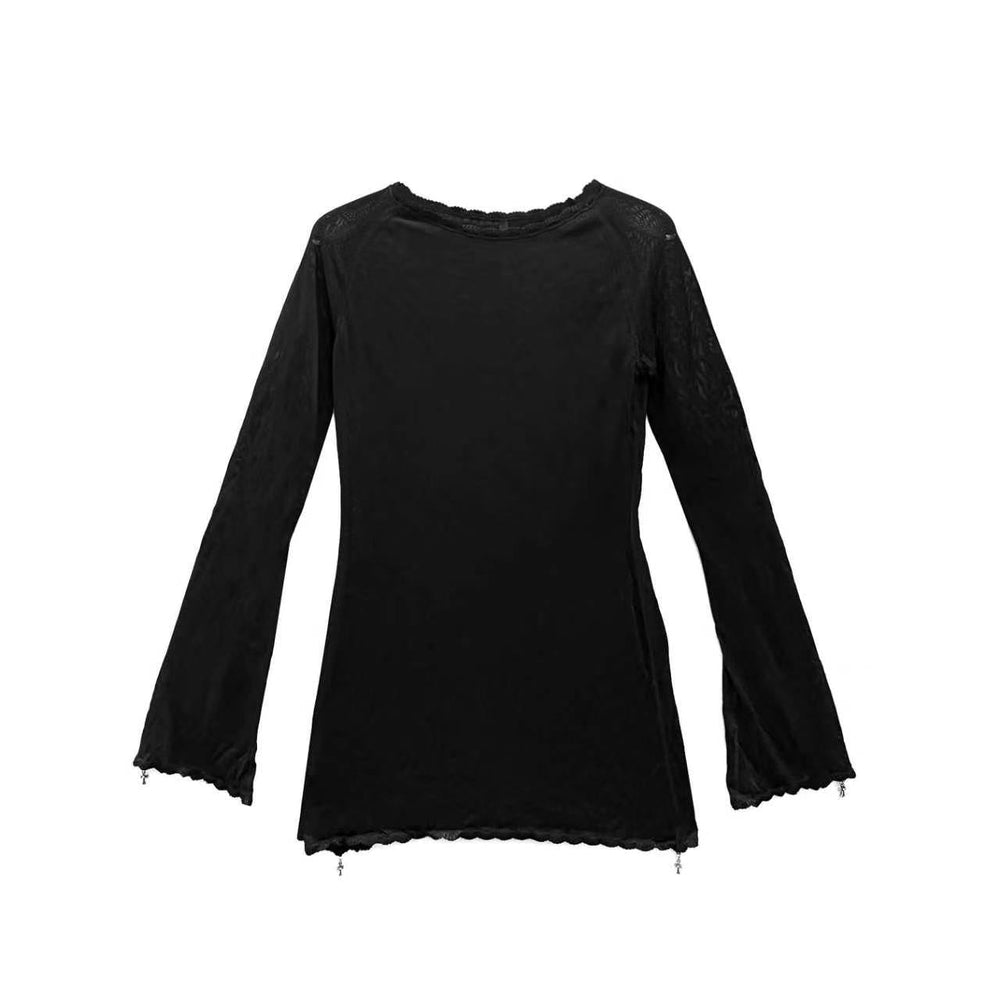 Chrome Hearts BBF Mesh Silver Cross Charm Black Long Sleeve Top - SHENGLI ROAD MARKET