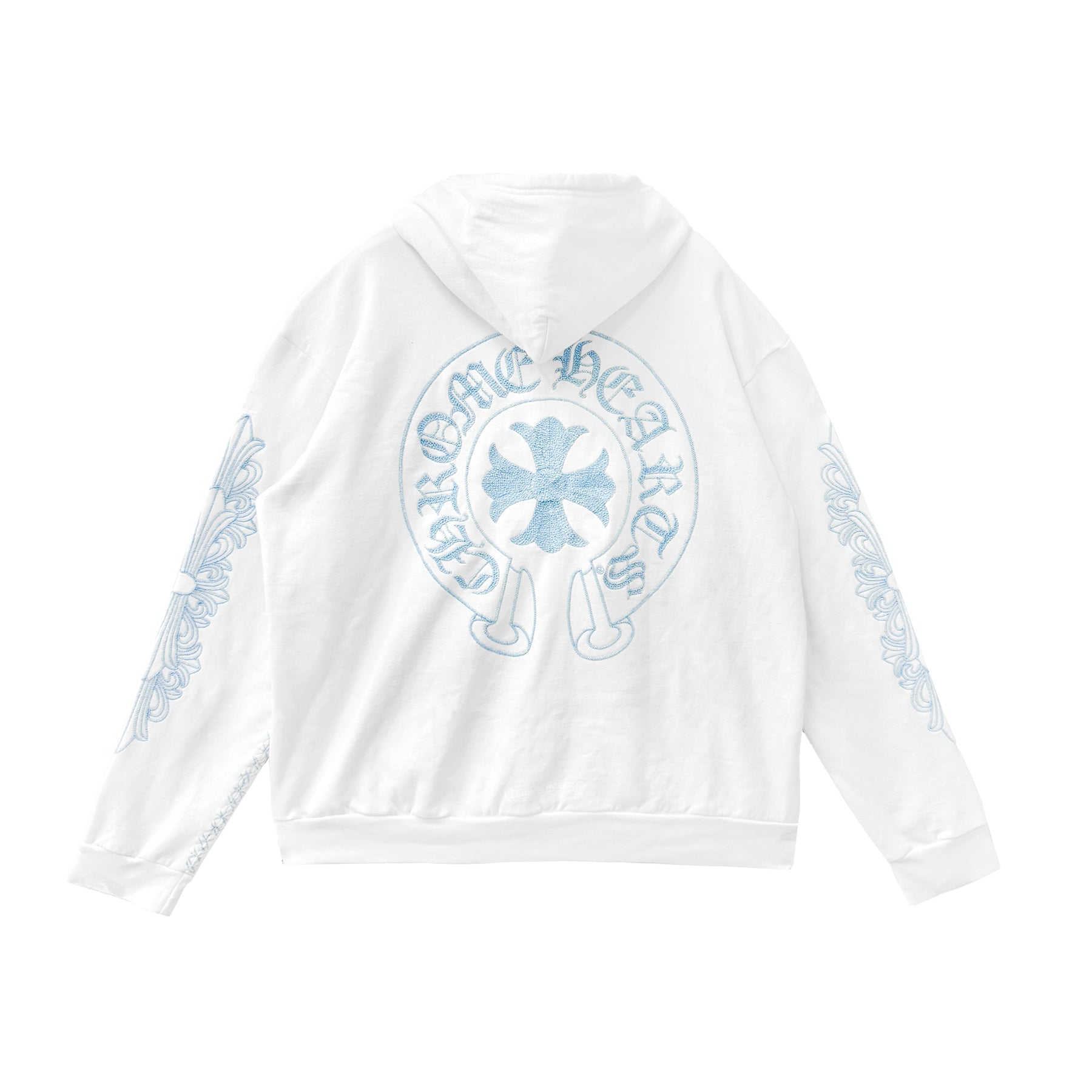 Chrome Hearts Beaded Horseshoe White Zip Up Hoodie - SRM – SHENGLI