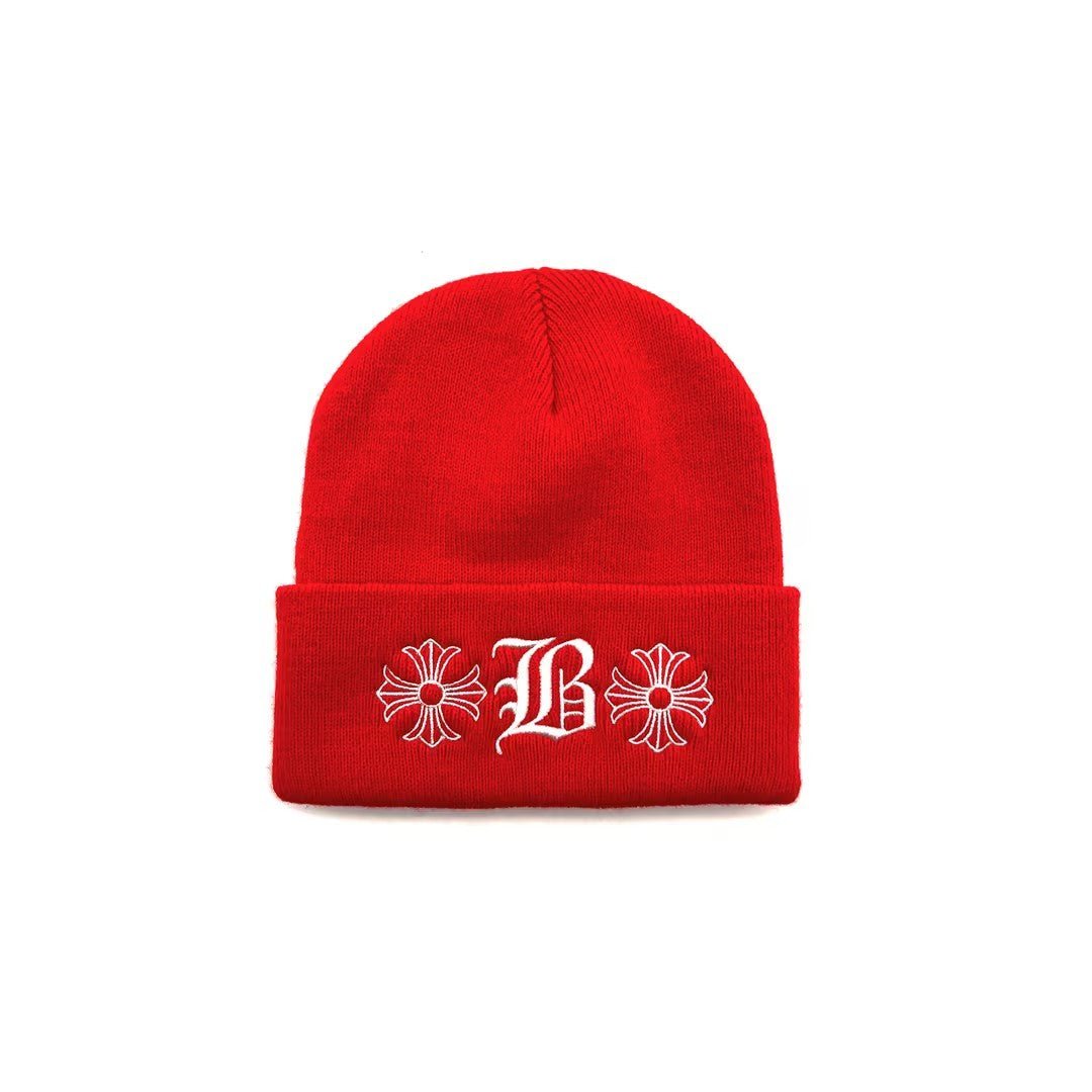 Chrome Hearts Bella Hadid Cross Embroidered Red Beanie - SHENGLI ROAD MARKET