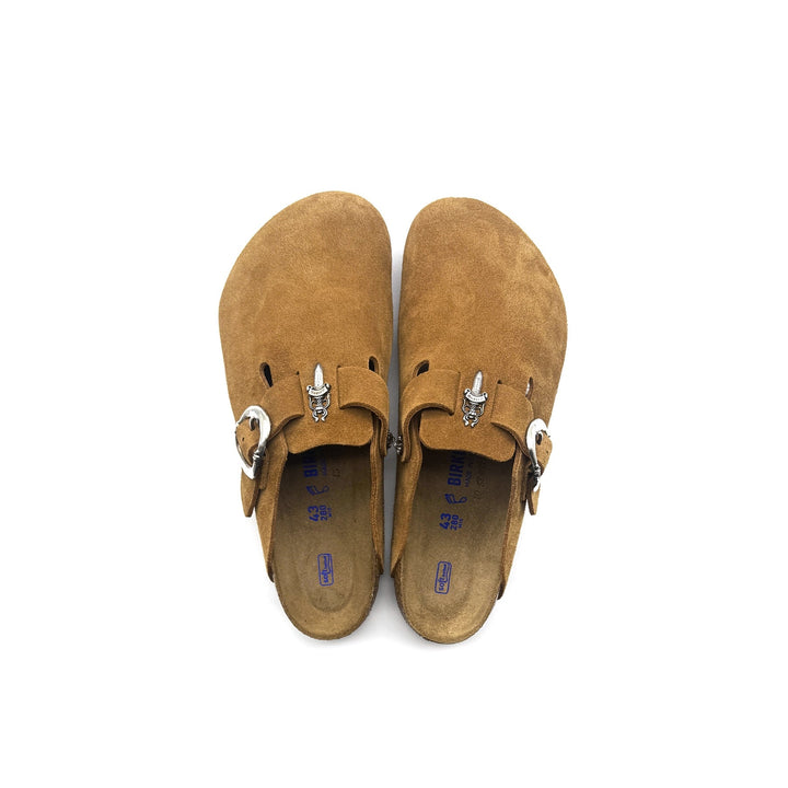Chrome Hearts Birkenstock Silver Dagger Brown Buckle Suede Sandals - SHENGLI ROAD MARKET