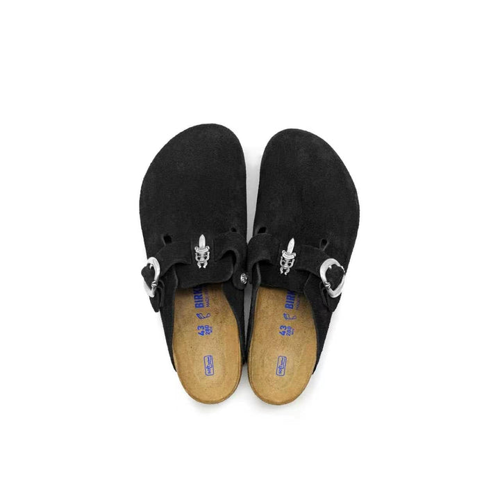 Chrome Hearts Birkenstock Silver Dagger Buckle Suede Sandals - SHENGLI ROAD MARKET