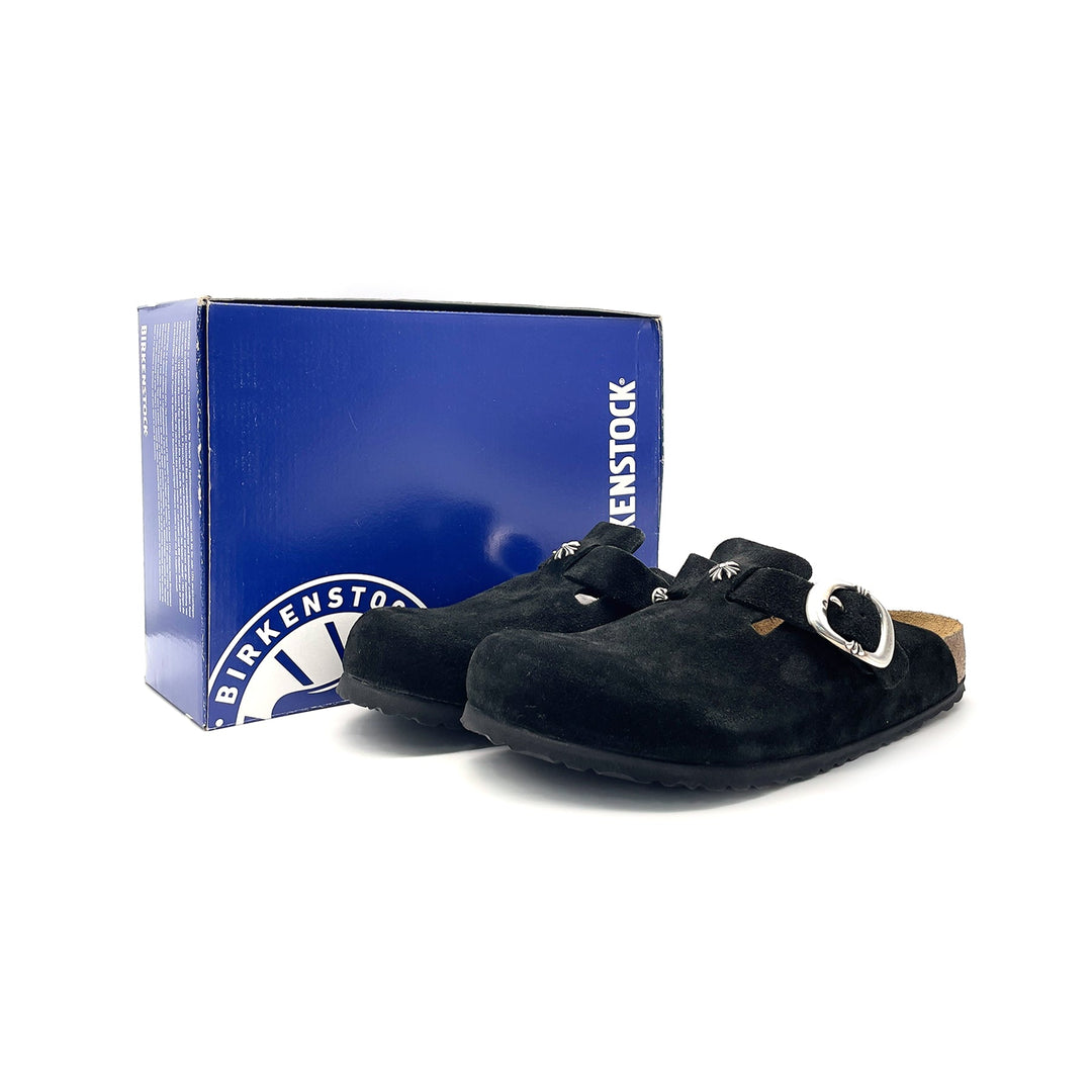 Chrome Hearts Birkenstock Silver Dagger Buckle Suede Sandals - SHENGLI ROAD MARKET
