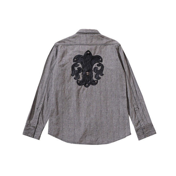 Chrome Hearts Black BS Fleur Patch Grey Shirt - SHENGLI ROAD MARKET