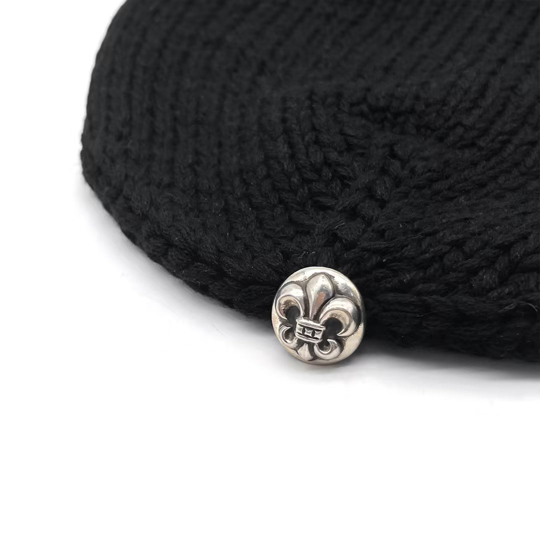 Chrome Hearts Black Cashmere Fleur Patch Beanie - SHENGLI ROAD MARKET