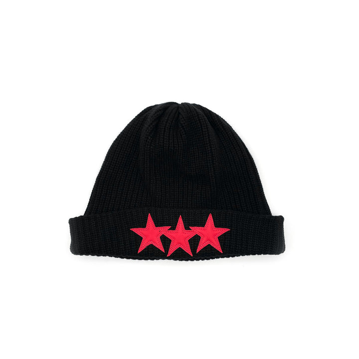 Chrome Hearts Black Cashmere Star Leather Patch Beanie - SHENGLI ROAD MARKET