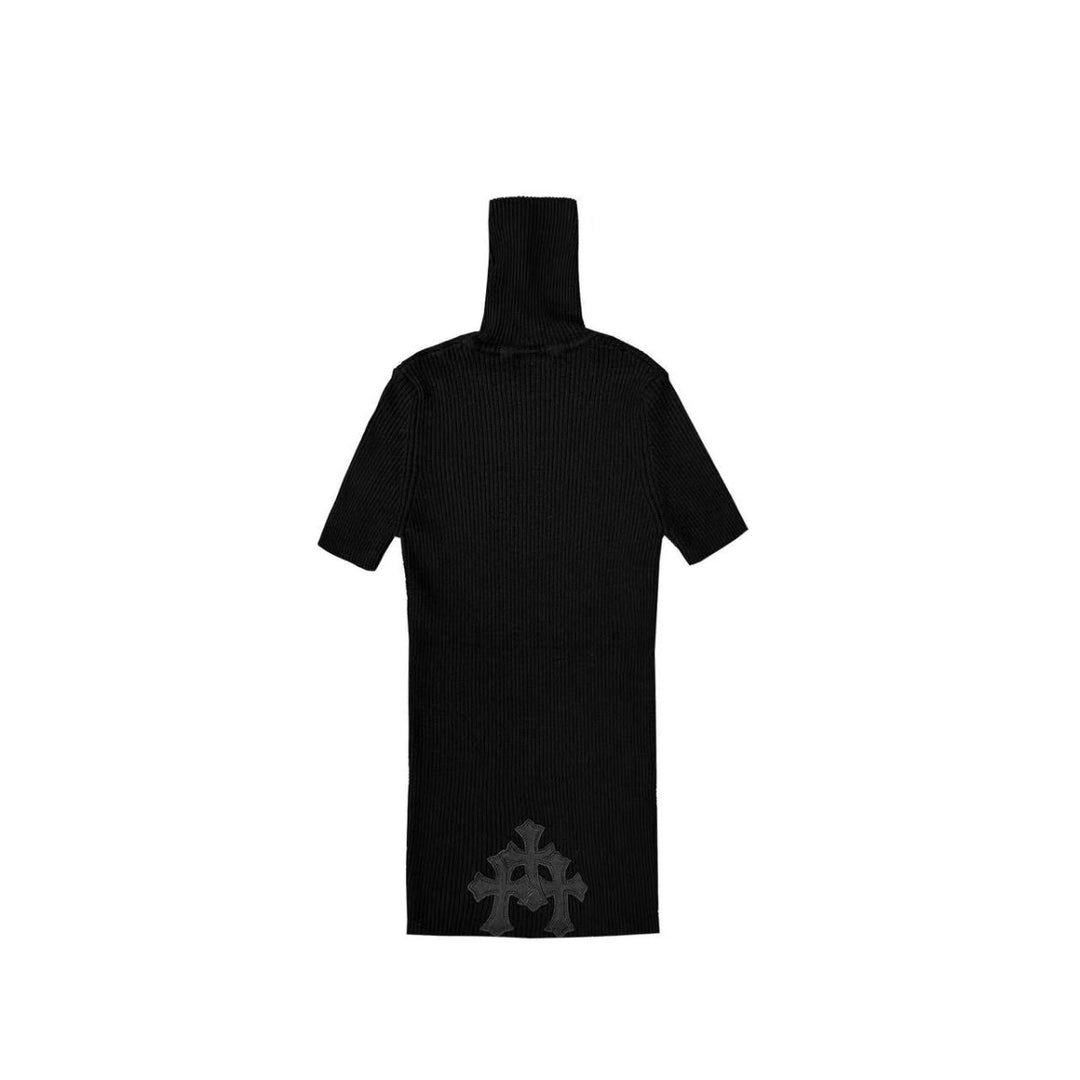 Chrome Hearts Black Cashmere Triple Cross Patch Knit Short Sleeve Tee - SHENGLI ROAD MARKET